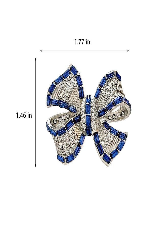 KGCGJVB Blue Brooches for Women Vintage Crystal Bow Pin Small Lapel Pins and Rhinestone Broches for Clothes, Sapphire Brooche Elegant Women's Clothing Accessory and Jewelry Piece - Image 2